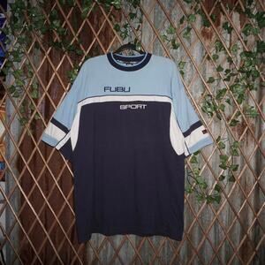 Large -Vintage Y2K fubu sport embroider hip hop stripe shirt